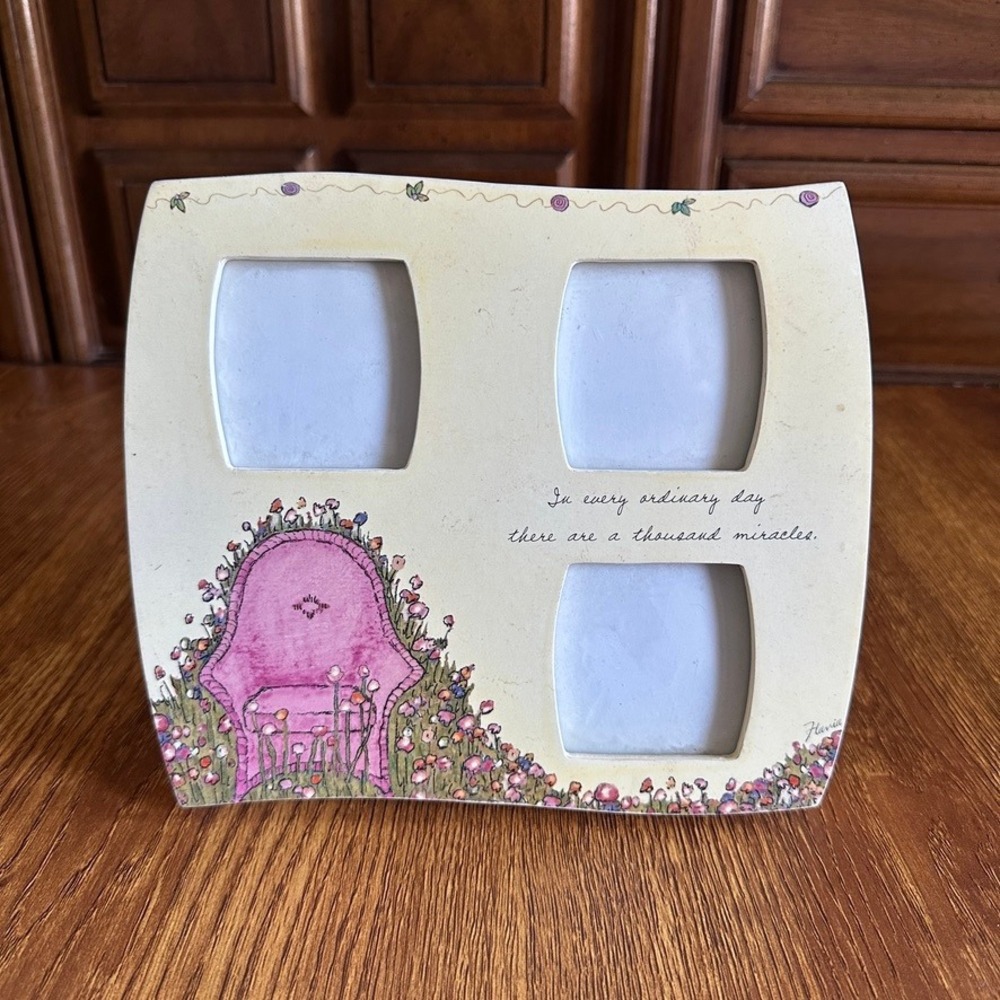 Vtg Flavia Weedn 3 Photo Frame Every Ordinary Day Thousand Miracles Pink Chair
